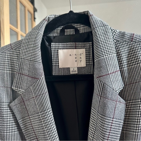 a new day Grey Tattersall Single Breasted Stretch Blazer - Picture 3 of 7